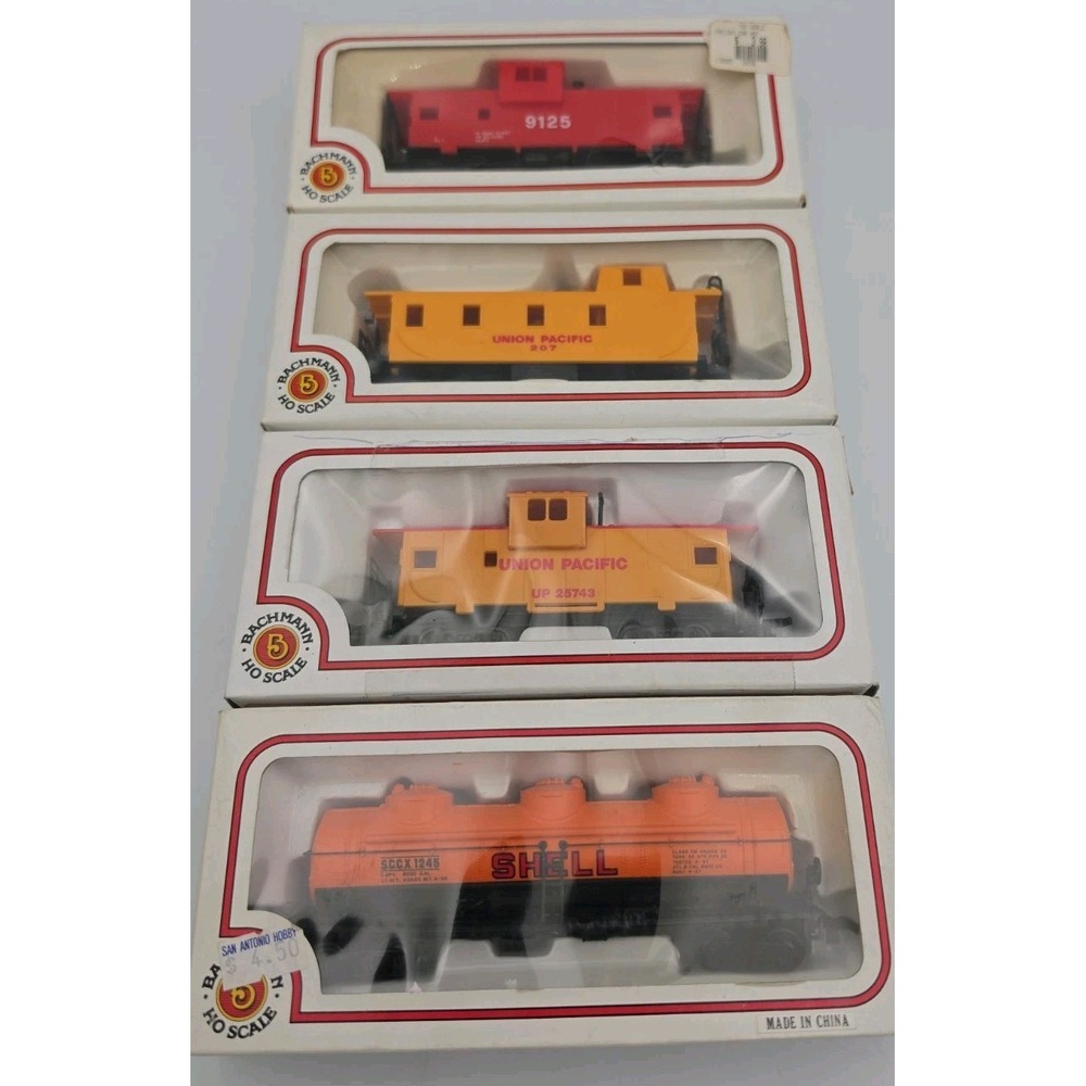 Vintage Bachmann HO Scale Caboose and Shell Tanker Lot Union Pacific UP 4pc NIB